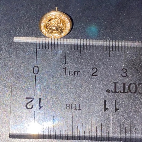 Versace Medusa head Circle cubic zirconia diamonds real 14k gold - Picture 7 of 7